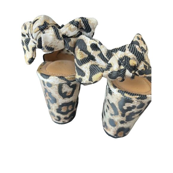 J Renee Metallic Animal Print Heel 11 Black Block Peep Toe Festive Glam Chic 80s - Picture 4 of 11